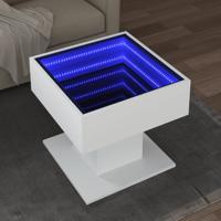 Salontafel met LED 50x50x45 cm bewerkt hout wit - thumbnail