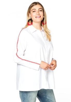 Yoek Blouse met tape | Wit | Maat 50/52
