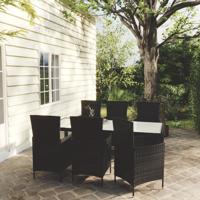 7-delige Tuinset met kussens poly rattan zwart