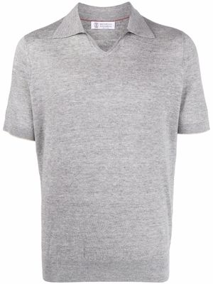 Brunello Cucinelli polo à bords nervurés - Gris
