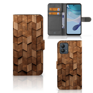 Book Style Case voor Motorola Moto G53 Wooden Cubes