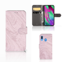 Samsung Galaxy A40 Bookcase Marble Pink - Origineel Cadeau Vriendin - thumbnail