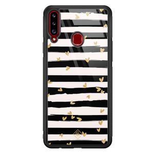 Samsung Galaxy A20s glazen hardcase - Hart streepjes