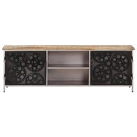 The Living Store TV-meubel Mangohout - 120x30x40 cm - met kettingbladen