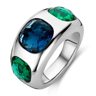 TI SENTO-Milano 12285DB Ring zilver-zirconia blauw-groen