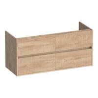 Brauer Adore Wavy - Onderkast - 120 cm - met 4 Softclose Lades Greeploos en 2 Sifon Uitsparingen - Forest Wheat