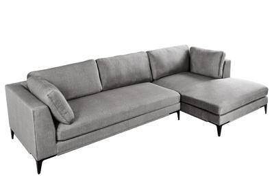 Hoekbank SIGNUM XL 315cm 3-zits met ottomane rechts fluweelgrijs - 44449
