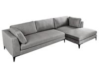 Hoekbank SIGNUM XL 315cm 3-zits met ottomane rechts fluweelgrijs - 44449