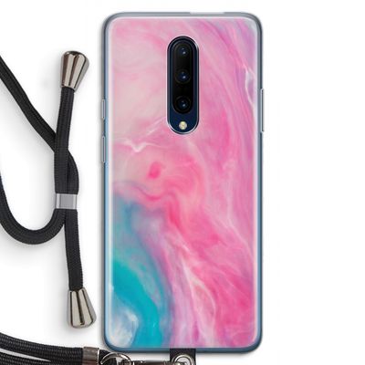 Roze explosie: OnePlus 7 Pro Transparant Hoesje met koord