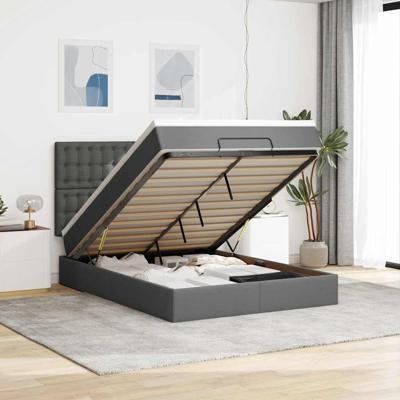 Ottoman bed met matras 140x190cm stof donkergrijs