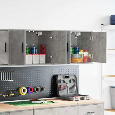 Garagewandkasten 2 st bewerkt hout betongrijs