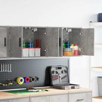 Garagewandkasten 2 st bewerkt hout betongrijs