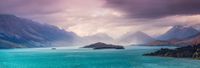 Karo-art Schilderij - Azuurblauw bergmeer , panorama, 2 maten