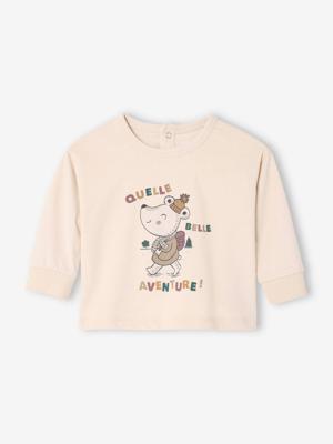 T-shirt baby met lange mouwen en muizenprint vanille