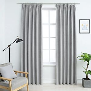 VidaXL Gordijnen verduisterend met haken 2 st 140x225 cm grijs