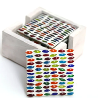 Mozaïek onderzetters Busra multi-colour in houten box