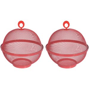 Voedselkap/vliegenkap - 4x - 2-laags metaal - 25 cm - rood