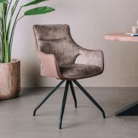Tower Living Eetkamerstoel 'Nola' Velvet draaibaar, kleur bruin