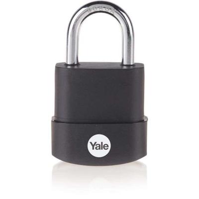 YALE Veiligheidshangslot van gelamineerd staal, 45 mm thermoplastische bescherming, beugel van borium, 3 sleutels