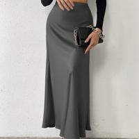 Bon&Bon Leopard Print Maxi Skirt - Coffee Brown Elegant Straight Skirt Grey / XL