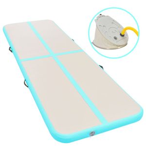 VidaXL Gymnastiekmat met pomp opblaasbaar 400x100x10 cm pvc groen