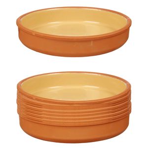 8x stuks tapas/hapjes serveren/oven schaal terracotta/geel 23 x 4 cm