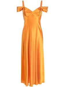 Alberta Ferretti robe longue en soie à design drapé - Orange