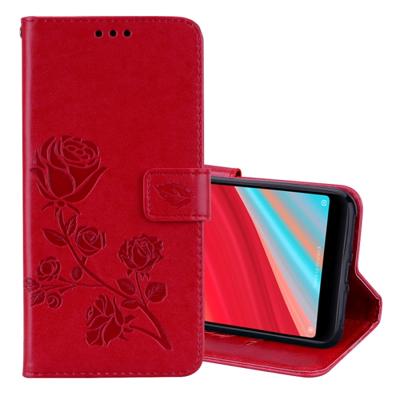 Rose reliëf horizontale Flip milieu PU lederen draagtas voor Xiaomi Redmi S2 met houder & kaartsleuven & portemonnee (rood)