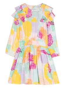 Stella McCartney Kids robe volantée à imprimé abstrait - Jaune