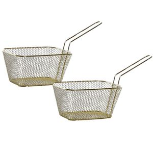 2x stuks patat/snack serveermandjes/frietmandjes goud 24 cm