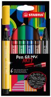 STABILO Pen 68 MAX, ARTY etui 6 kleuren (768/44, 48, 36, 32, 45, 46) - thumbnail