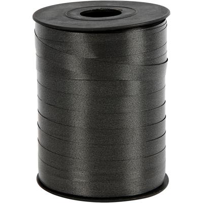 Creativ Company Cadeaulint, b: 10 mm, glossy, zwart, 250 m/ 1 rol
