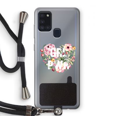GRL PWR Flower: Samsung Galaxy A21s Transparant Hoesje met koord