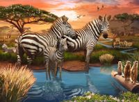 Ravensburger Puzzel Zebra's bij de Drinkplaats, 500st. - thumbnail