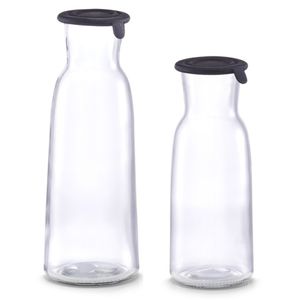 2x Glazen karaffen met siliconen deksel 700 ml en 1000 ml