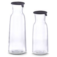 2x Glazen karaffen met siliconen deksel 700 ml en 1000 ml - thumbnail