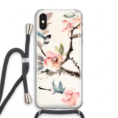 Japanse bloemen: iPhone XS Transparant Hoesje met koord