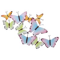 Pro Garden tuin wanddecoratie vlinders - metaal - groen - 66 x 38 cm   -