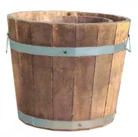 Terraliet ronde pot acacia met handvat 38x32cm bruin