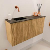 Toiletmeubel Mondiaz Joya Dlux | 80 cm | Meubelkleur Oak | Faye wastafel Lava Wasbak Links | Zonder kraangat(en)