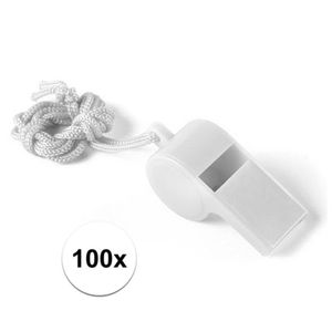 100 Stuks Voordelige plastic fluitjes wit   -