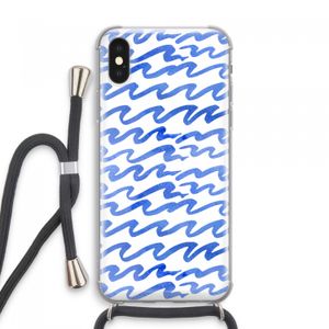 Blauwe golven: iPhone XS Max Transparant Hoesje met koord