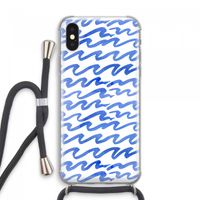Blauwe golven: iPhone XS Max Transparant Hoesje met koord