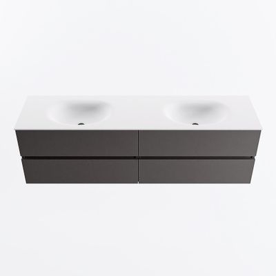 MONDIAZ VICA 170cm badmeubel onderkast Dark Grey 4 lades. Wastafel MOON dubbel 2 kraangaten, kleur Talc.