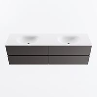MONDIAZ VICA 170cm badmeubel onderkast Dark Grey 4 lades. Wastafel MOON dubbel 2 kraangaten, kleur Talc.