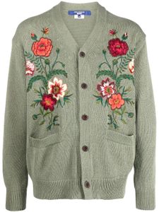 Junya Watanabe MAN floral-embroidered V-neck cardigan - Vert