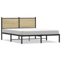 Bedframe met hoofdbord metaal sonoma eikenkleurig 140x190 cm