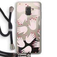 Hands pink: Samsung Galaxy A8 (2018) Transparant Hoesje met koord