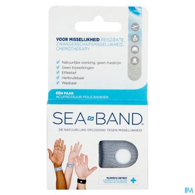 Sea Band Volwassenen Anti-misselijkheid Armband Grijs 2 Stuks