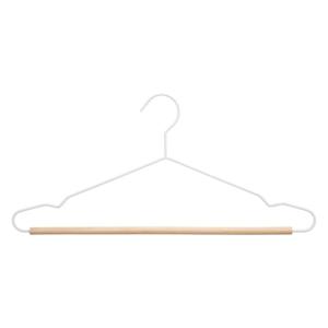 Kledinghangers - 2x - wit - 44 x 19 cm - metaal/hout - Kledingkast hangers/kleerhangers